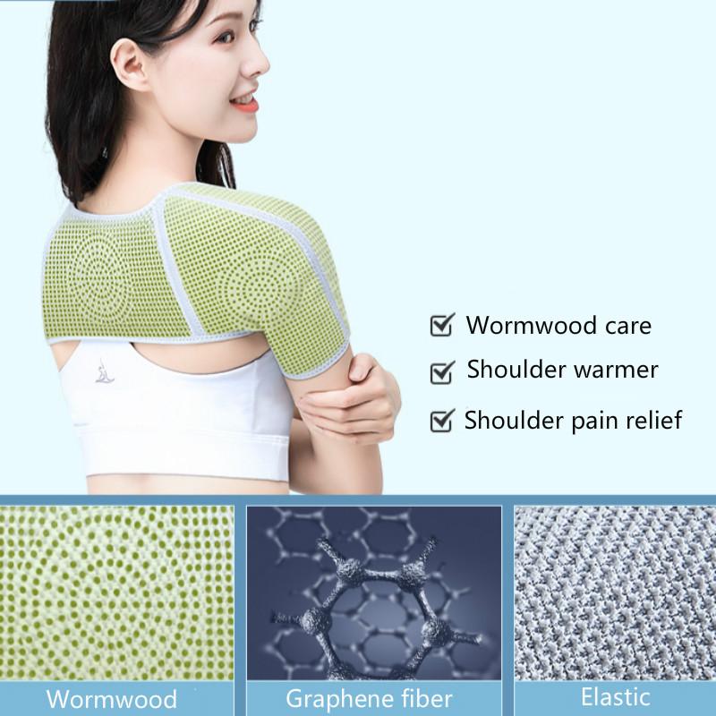 Double Shoulder Support Brace Wormwood Compression Belt For Arthritis Pain Relief Dislocation Warm Protector