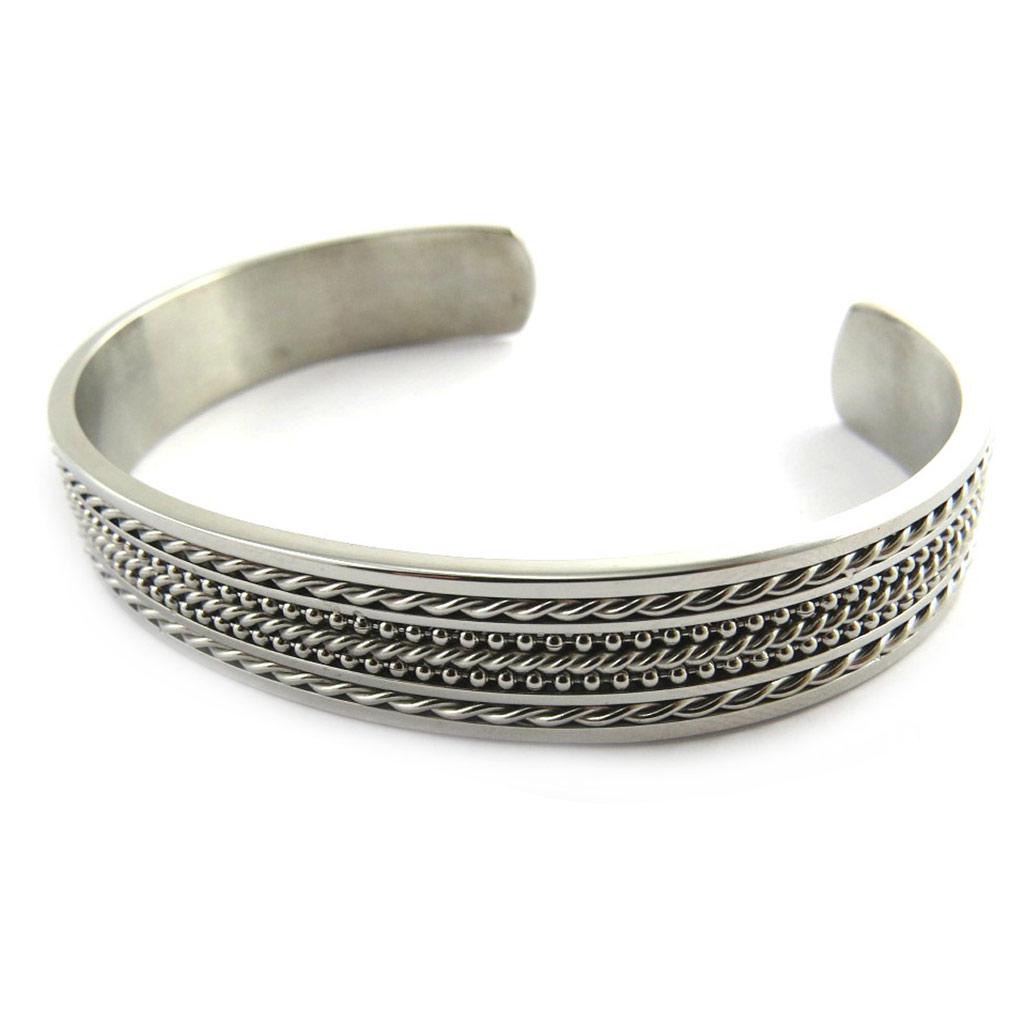 Les Trésors De Lily [M8804] - Silver 'Peaceful' Steel Bracelet - 64 Mm 11 Mm