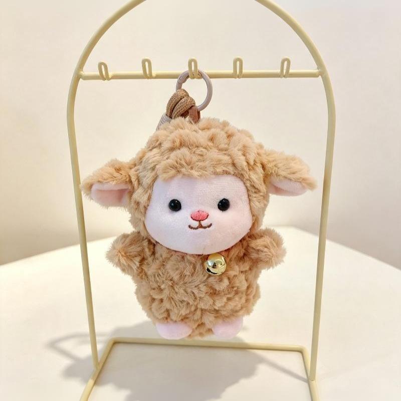 Fluffy Sheep Plush Keychain Pendant 15cm Mini Cute Soft Doll for Backpack Decor Children's Day Gifts for Toddlers