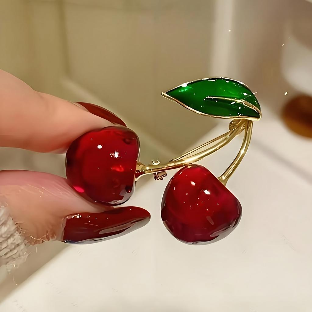 1pc Cherry Fashion Women's Brooch Accessory, Daily Outfit Pin with Anti-Slip Design
