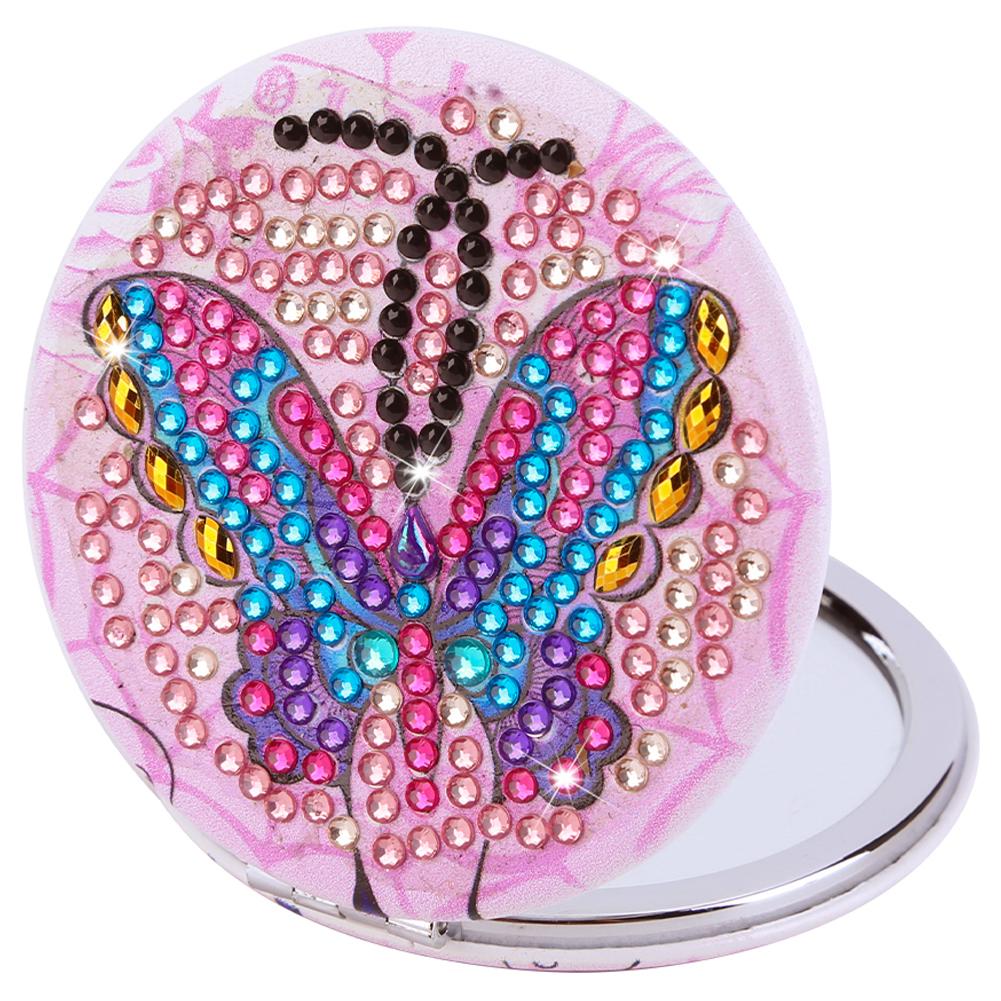 DIY Diamantmalerei Schminkspiegel Cartoon Datura Blume Speziell geformte Diamantstickerei Taschen Mini Schminkspiegel für Mädchen