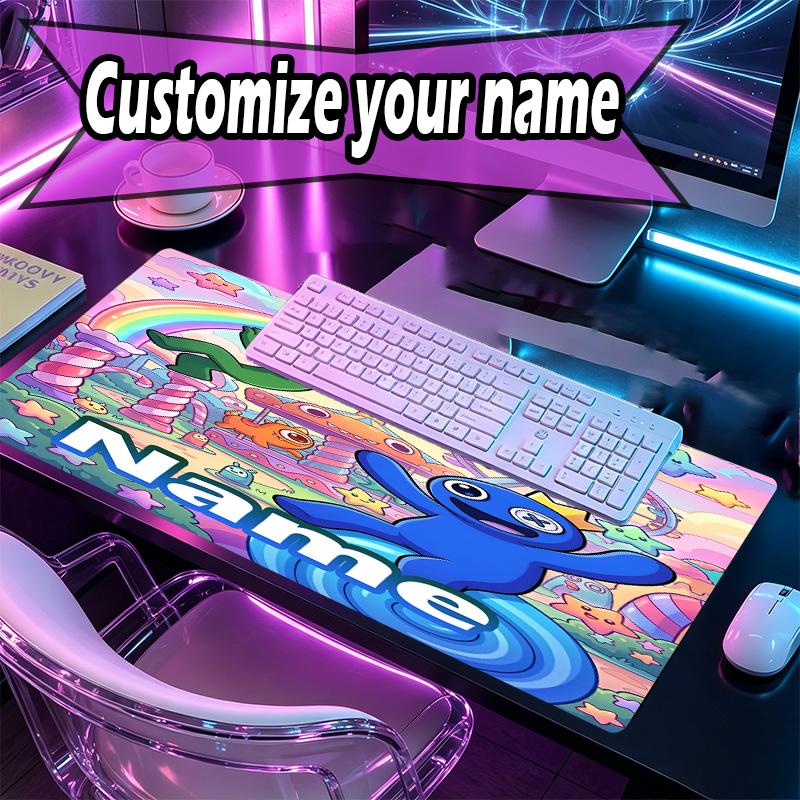 Custom Name Personalized Game Rainbow Friends Pattern Mousepad, Laptop PC Desk Mat, Decorative Desk Mat for Home Keyboard Pad Gift