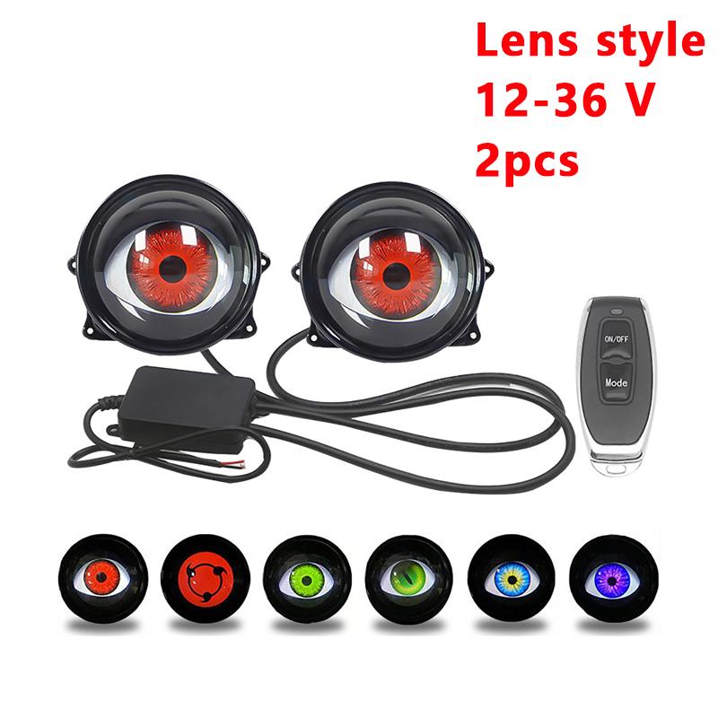 3 Inch Dynamic Devil Eye LED Car Light Headlight Assembly 6 Mode 3D Modified Eagle Eye Light With Remote Modification Kit