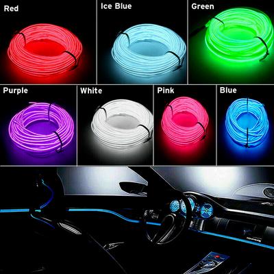 1Pc Universal 2M 12V LED Car Panel Decor Atmosphere Lights Wire Strip Lamp Light Car Lights Decoration Car Interior Accessories