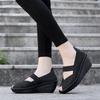 Sandales d'été noires pour femmes, avec tresse, pour la plage, à enfiler, semelle épaisse, plateforme, bout ouvert, grande taille