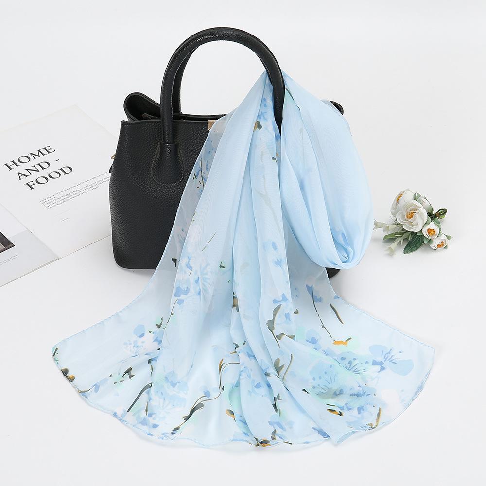 New Chiffon Printed Sun Protection Beach Scarf Scarf Thin Women's Versatile Chiffon Fresh Neck Scarf