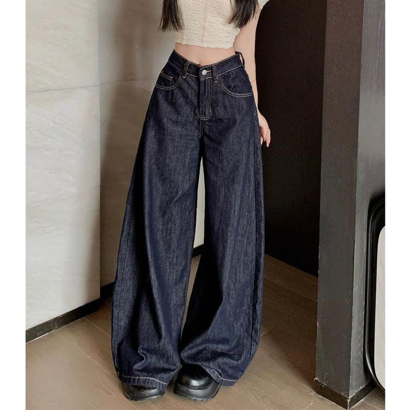 Koreanische Y2K High Waist Oversized Grunge Streetwear Jeans für Damen Lässige Baggy Pocket Hose Denim Hose mit weitem Bein