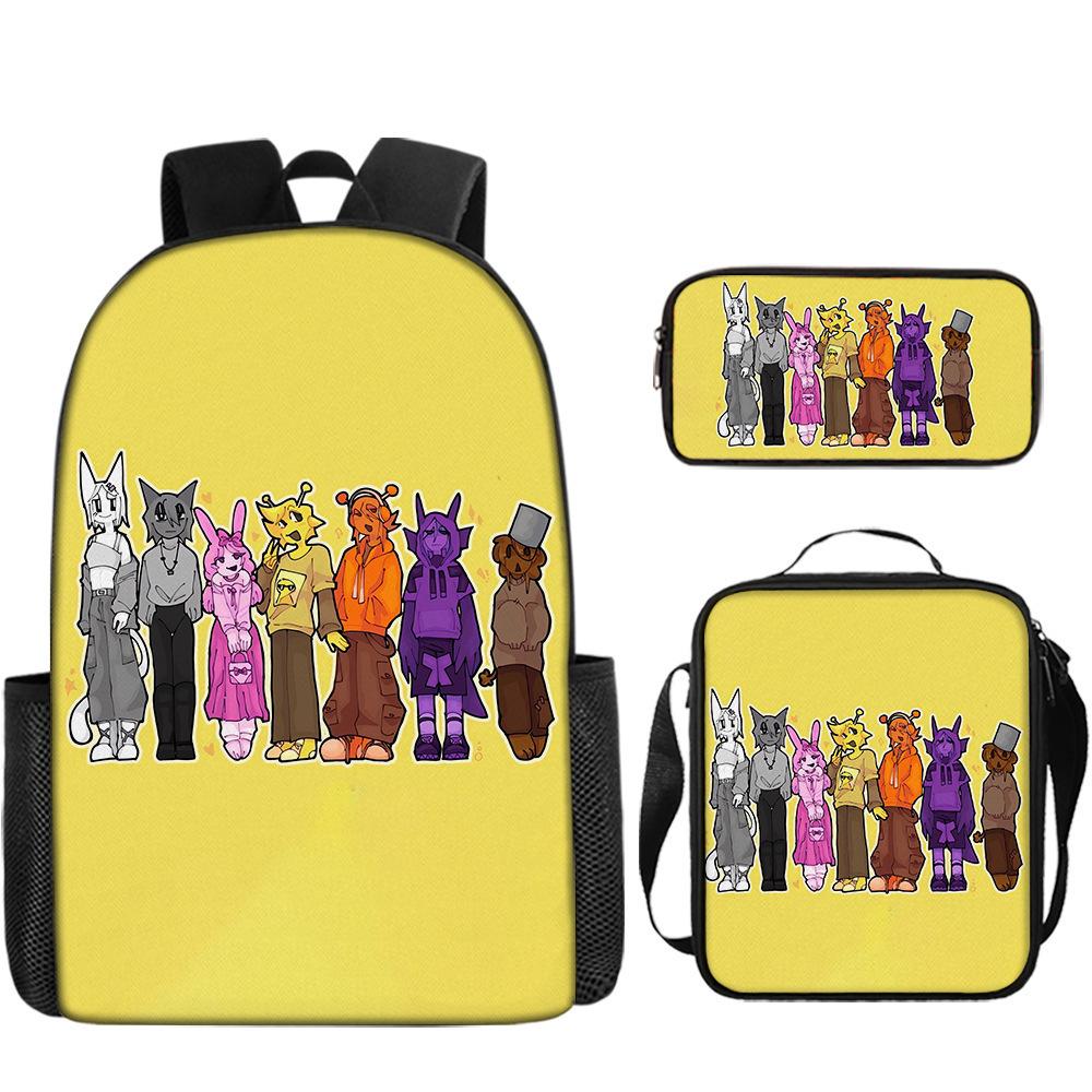 Rhythm Box Sprunki Student School Bag Backpack Backpack Three-Piece Set