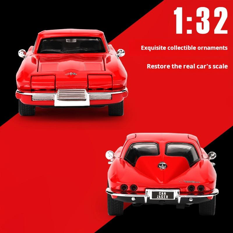 1:32 Corvette Vintage Classic Car Four-Wheel Shock Absorption Simulation Alloy Car Model Vehicle Collectible Ornament Boys Gifts