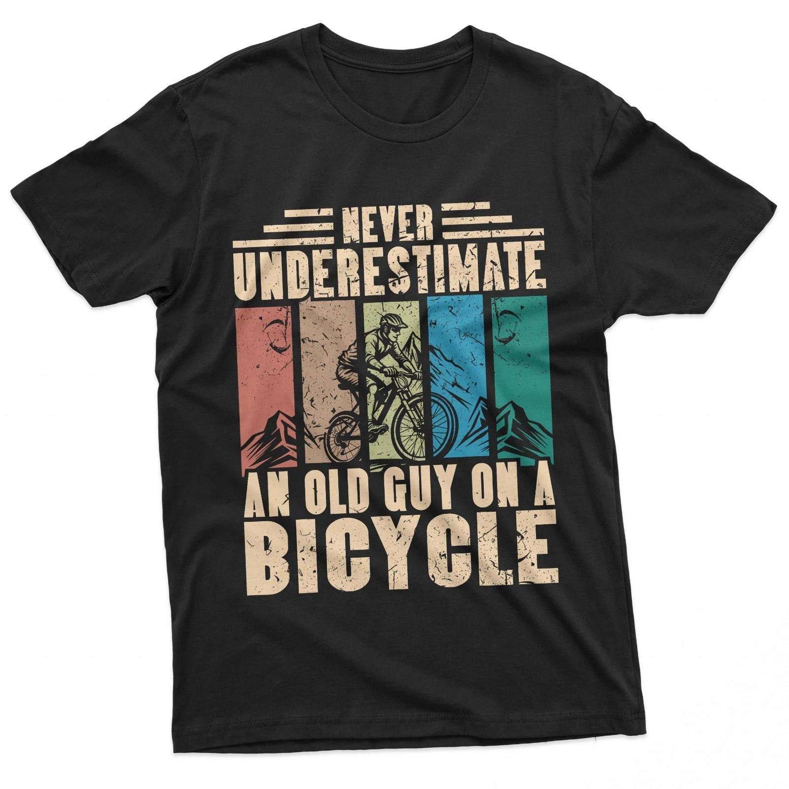 Never Underestimate An Old Guy On A Bicycle Cycling Retro T-Shirt L