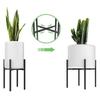 Cross Square Iron Tube Retractable Plant Stand with Round Tray Flower Pot Holder Garden Home Decor