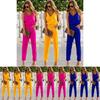 Elegant Women Spaghetti Strap Wide Leg Bodycon Jumpsuit With V-neck Romper Trousers