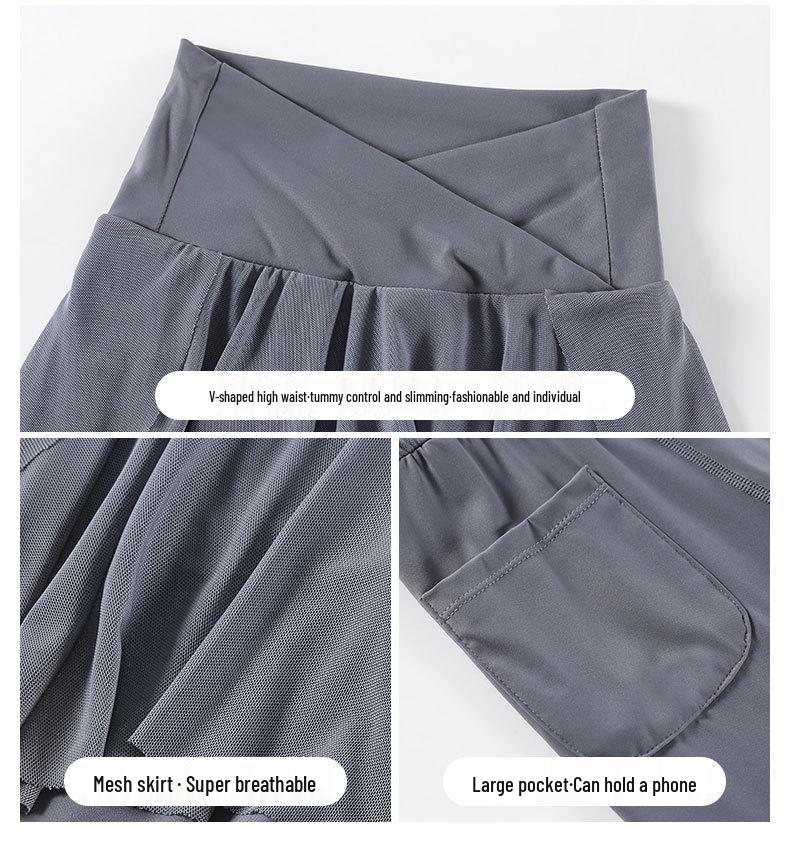 2024 Women's Professional Running Set: Long Sleeve Fitness Outfit with Skirt Pants for Morning Runs, Yoga, and Pilates.