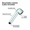 Douchette pour mitigeur d'évier de cuisine - Chromé - 2 jets - Picots anti-calcaire - ROUSSEAU