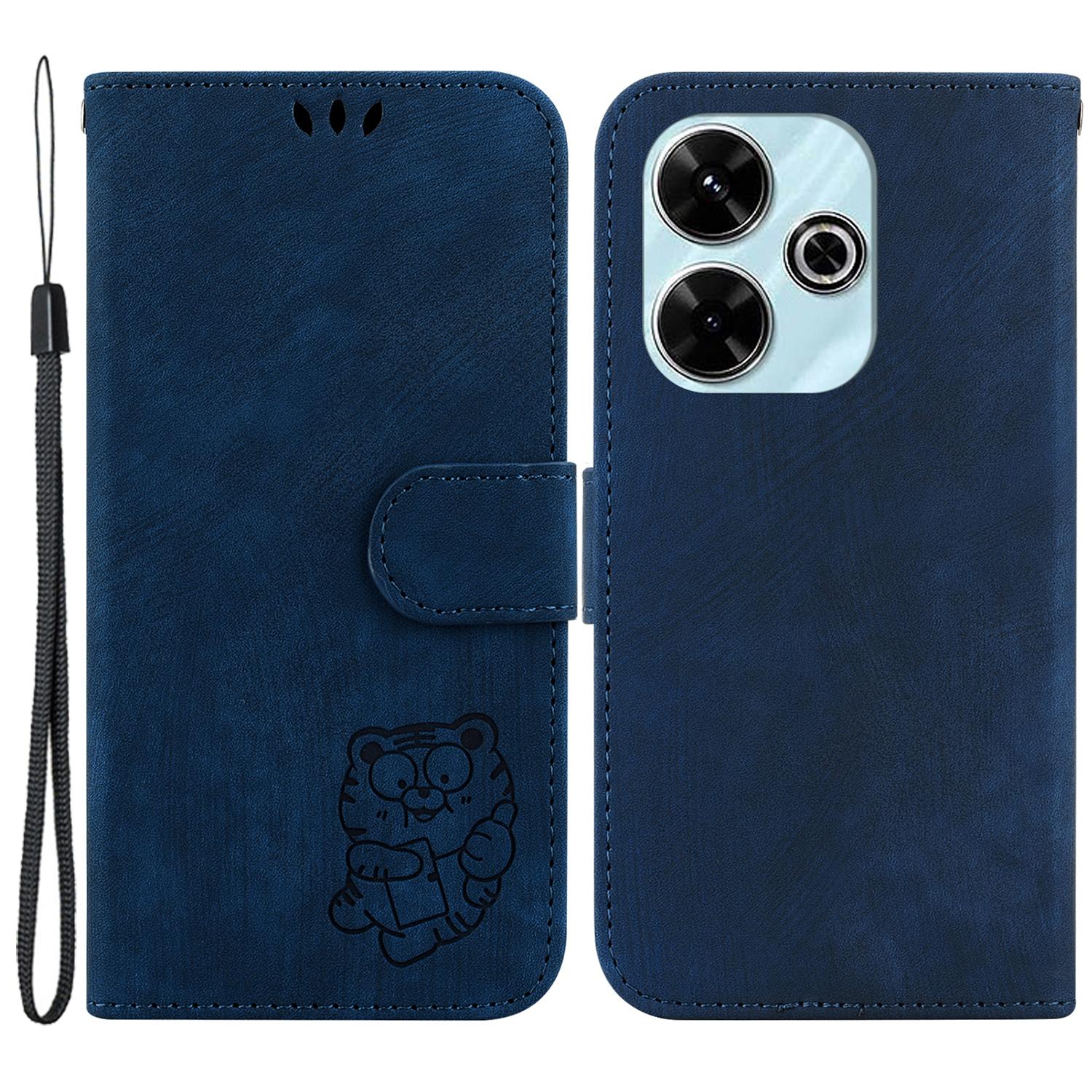 

For Xiaomi Redmi 13 5G/13 4G/Poco M6 4G Case Leather Wallet Cute Tiger Imprint Phone Cover F