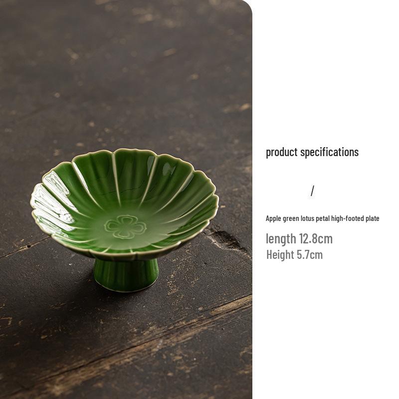 Exquisite High-Footed Ceramic Snack Plate for Tea, Pastries, Dim Sum, Fruit, and Nuts