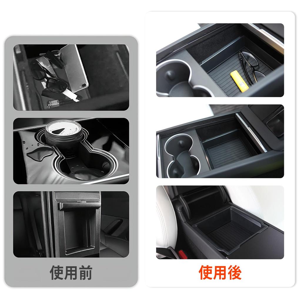 Tesla Dedicated Center Console Storage Tray Sliding Drawer Storage Box Water Cup Compatible with Tesla Model Y Juniper Tesla Model 3 Car Interior