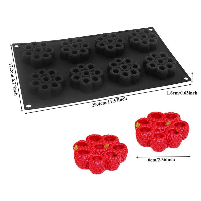 

8 Cavity Raspberry Tart Silicone Mold Mousse Strawberry Cake Baking Tool Wedding Pastry Decor Mold French Dessert Baking Tray