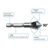 90° Hex Shank Countersink Drill Bit with Chip Evacuation & Deburring for Woodworking