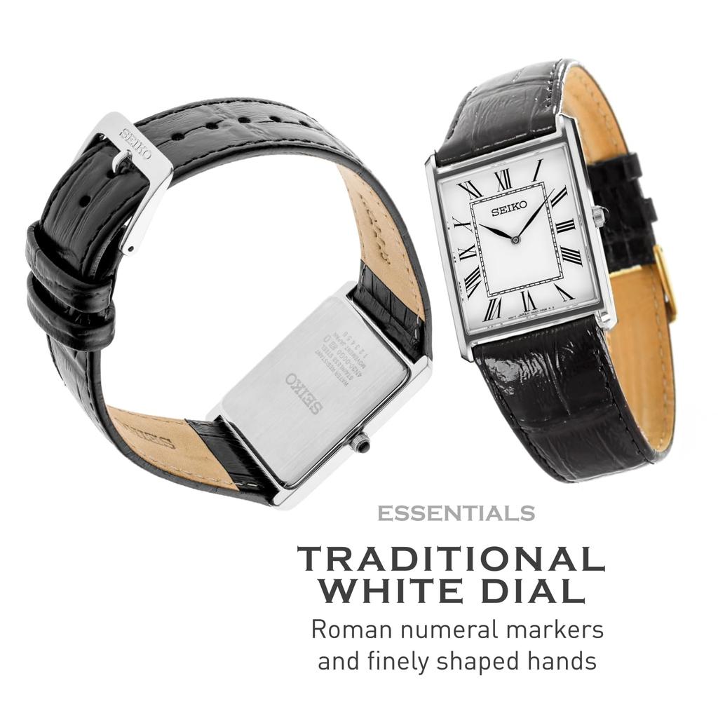 Produkt SEIKO Seiko Essentials SWR049 Hodinky Reimport Analog Bílá Bílá Černá Kožený pásek Pánské Dámské