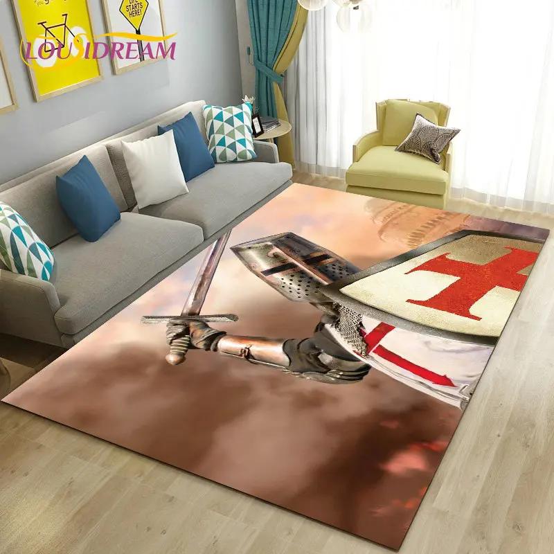 Knight Templar Cavalier Crusaders Game Area Rug Large,Carpet Rug for Living Room Bedroom Sofa Doormat Kitchen,Non-slip Floor Mat