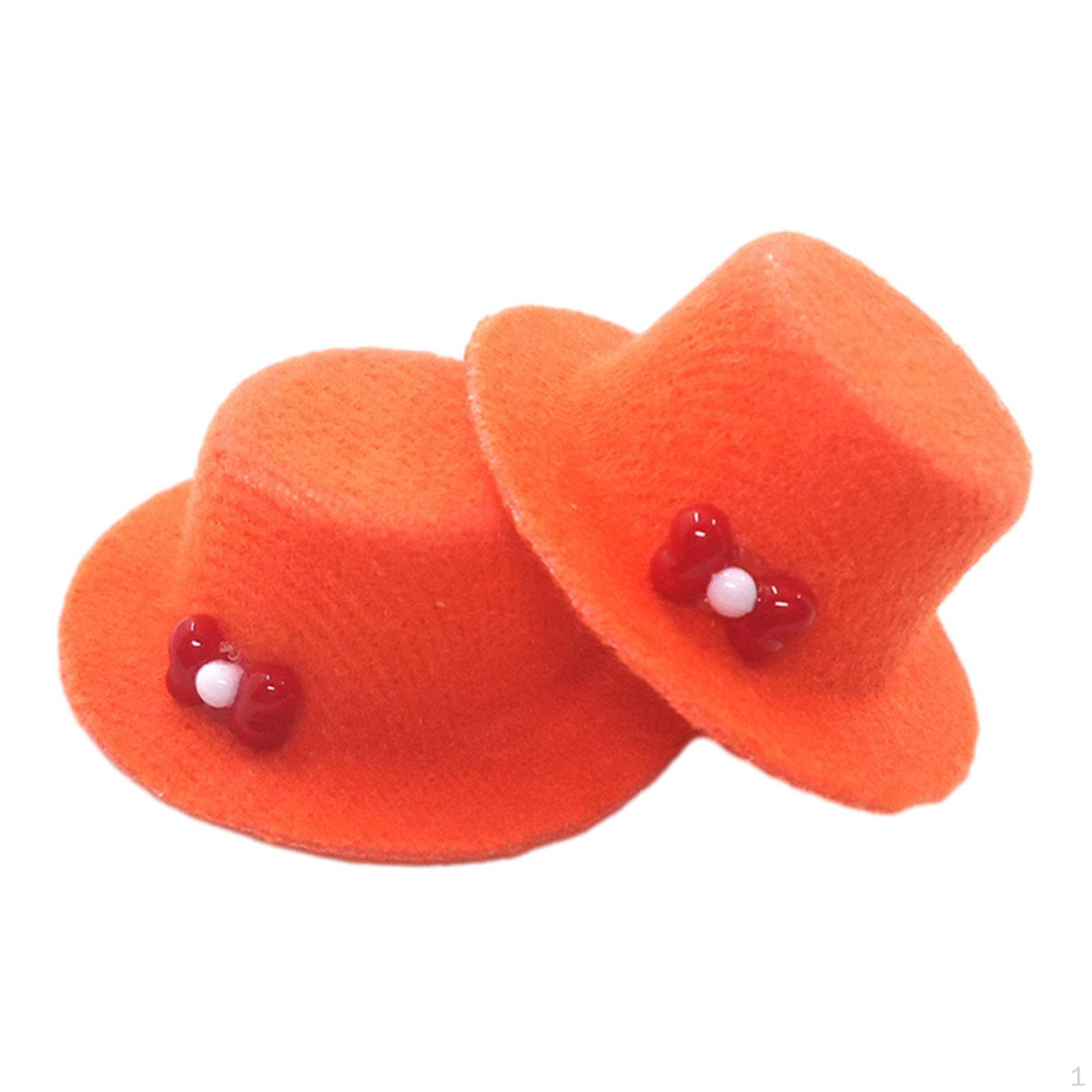 

2 Pieces 1/12 Dollhouse Mini Top Hat Bow with Accessories Children Toy помаранчевий