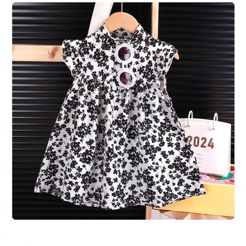 Mädchen Sommer Blumenkleid Niedlich Frisch Kurzarm A-Linien-Rock