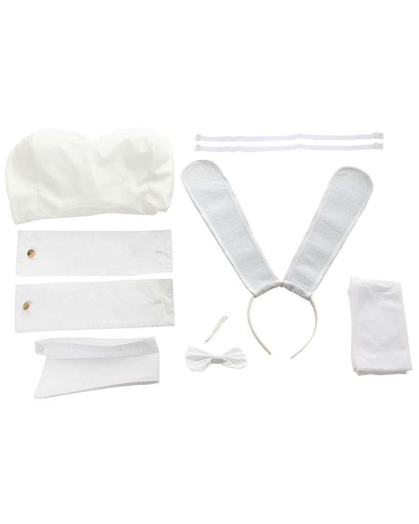 Bunny Girl Cosplay Sakurajima Mai White Faux Leather Bunny Costume High Leg Large Size Party Photoshoot Event Accessories Included Sakurajima Mai Mai