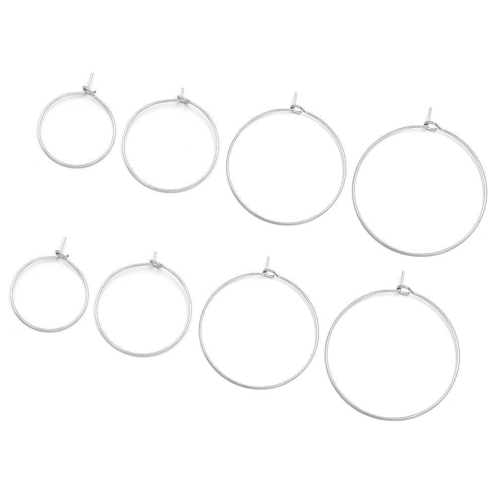 30pcs 20 25 30 35mm Stainless Steel Hoops Earrings Round Big Circle Ear Wire Hoop Wires For DIY Jewelry Making Earrings Supplies