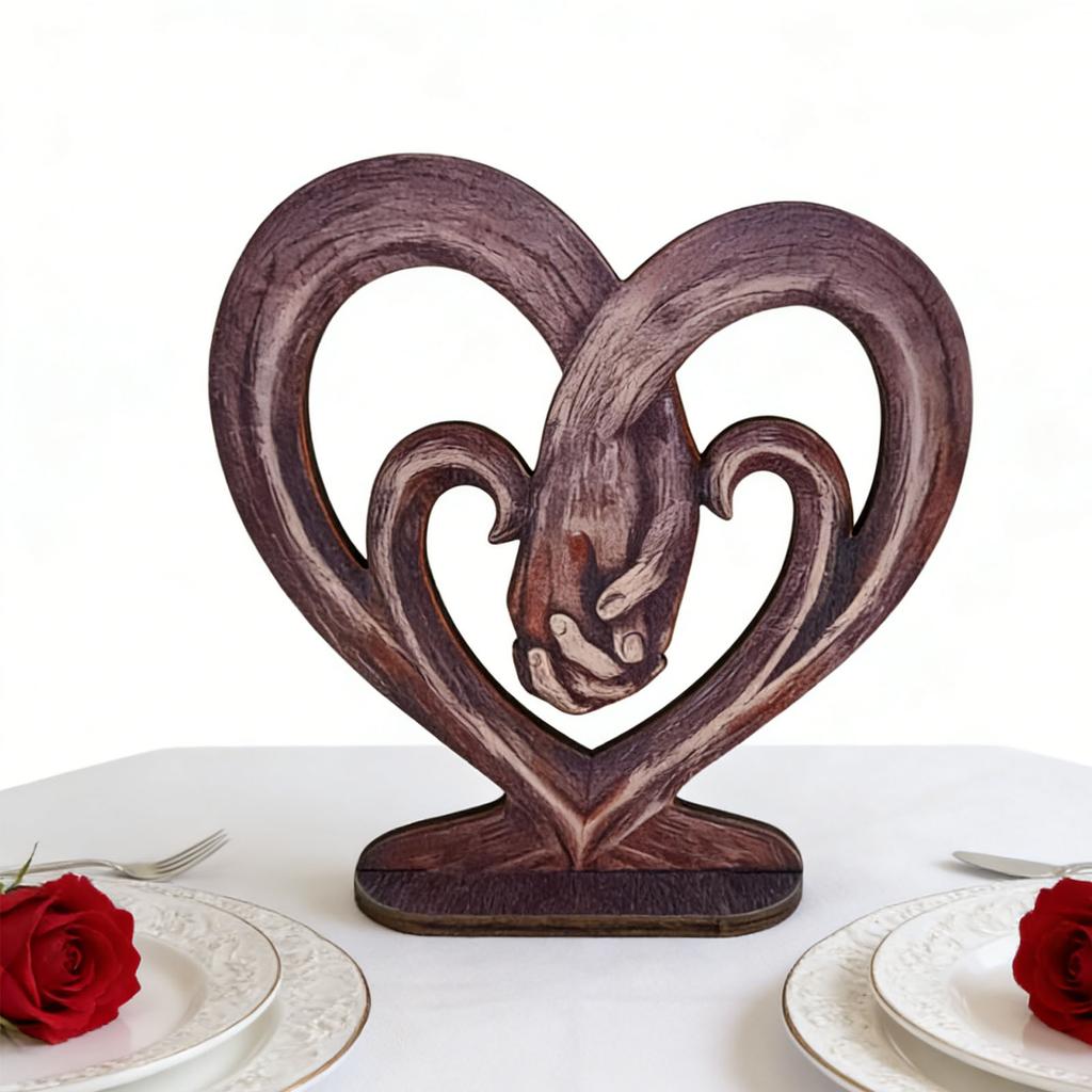 1/2pcs Valentines Day Heart Holding Hand Art Flat Sculpture Wooden Heart Hand Aesthetic Forever Love Statue Home Desk Decoration