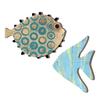 Handcrafted Wooden Fish School Wall Art Hanging Sculpture Ornaments Set For Coastal Nursery Decors Beach Theme Design