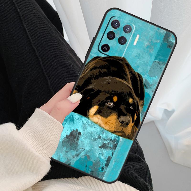 Cute Rottweiler Dog Case For Oppo A96 A76 A16 A60 A98 A58 A78 A18 A38 A80 A40 A77 A57 A17 A74 A54 A94 A15 A5 Pro