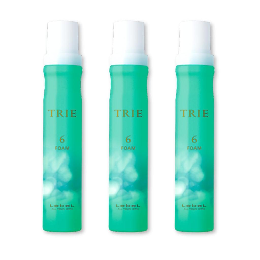 Lebel Trie Foam 6 Styling Hard Foam Fruity Floral Spray for Men and Women (200g, 3-pack) Foam, Set, Type, Scent, Volume-Maintaining,