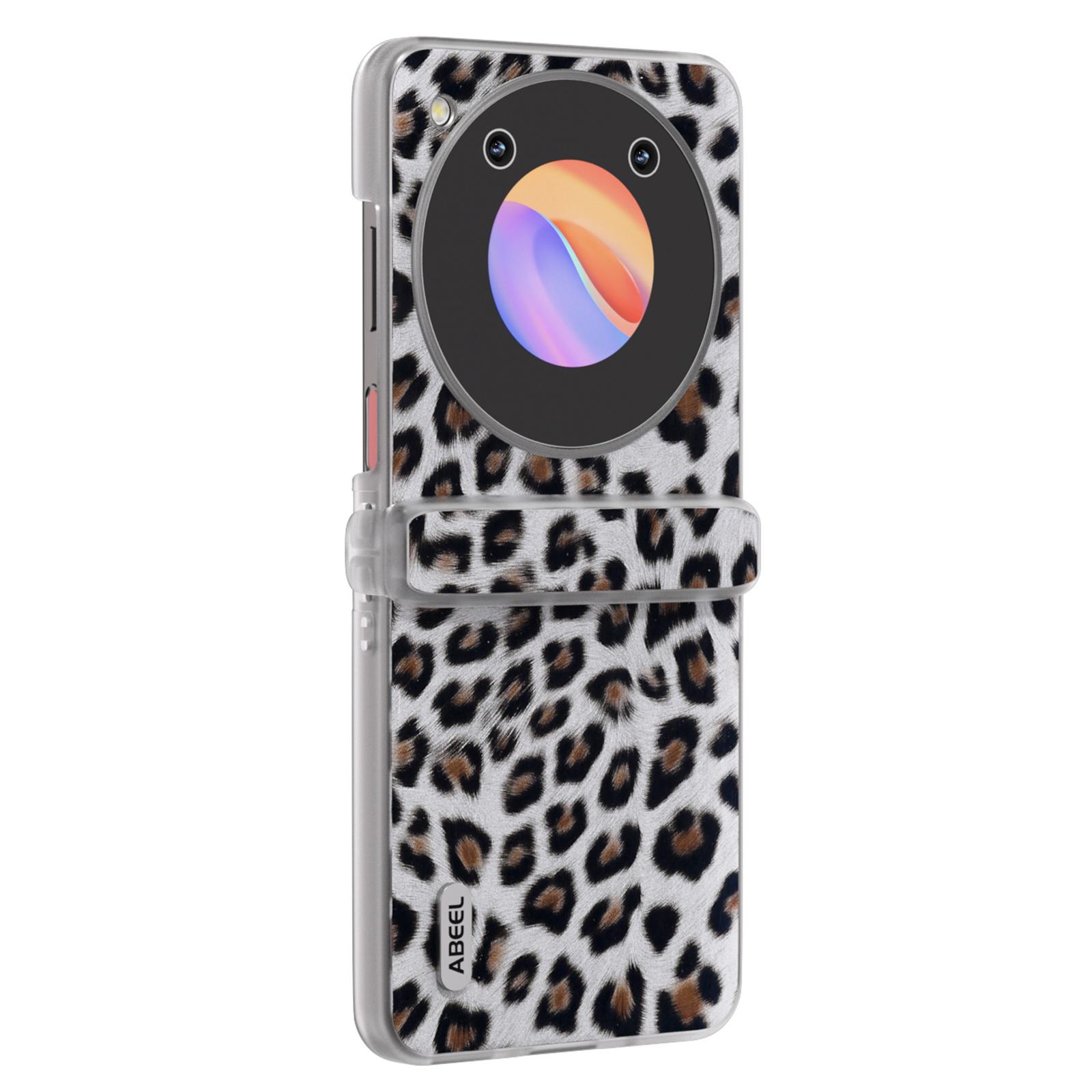 

ABEEL For ZTE Libero Flip/nubia Flip 5G Case Clear Matte Edge Leather Leopard Print Texture Phone Cover Silver