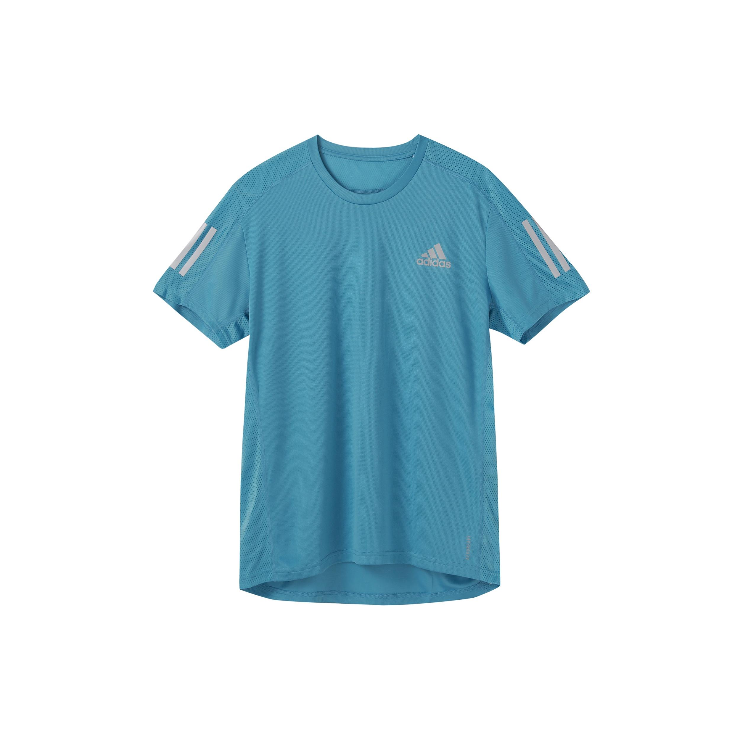 adidas Own the Run Tee Sports Training Quick Dry Short Sleeve Blue Men s GJ9966 XS
