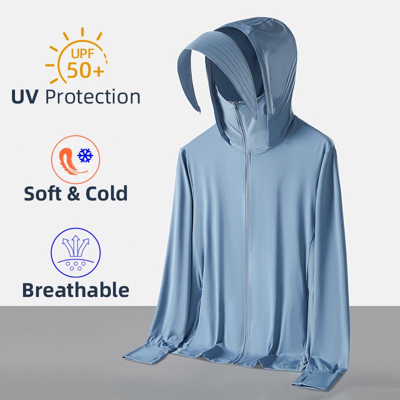 Moletom com Capuz de Proteção Solar de Nylon UPF50+: Design Personalizável Disponível.