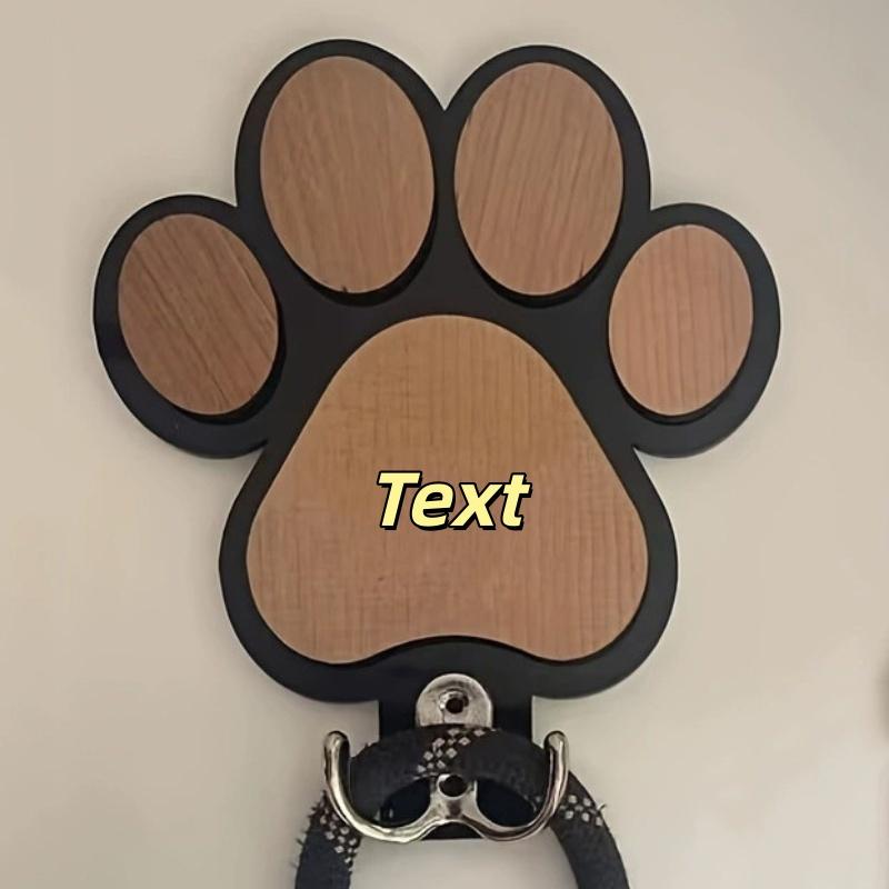 Custom Wooden Paw Print Dog Leash Hanger Wall Hook - Claw Design Coat & Collar Holder for Dog Lovers Unique Pet Gift