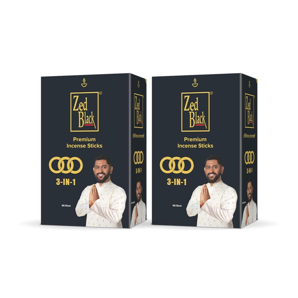 Zed Black 3-in-1 Premium Incense Sticks Pack Of 2 Long Lasting Aroma Sticks For Meditation Relaxation And Everyday Fragrance Use 168 Sticks Each