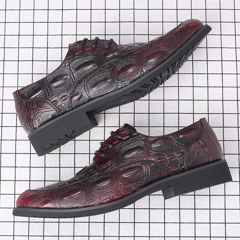 

Leather Men Shoes Breathable Business Summer Lace Up Loafers Man Casual Shoes JZ-69711 38 червоний