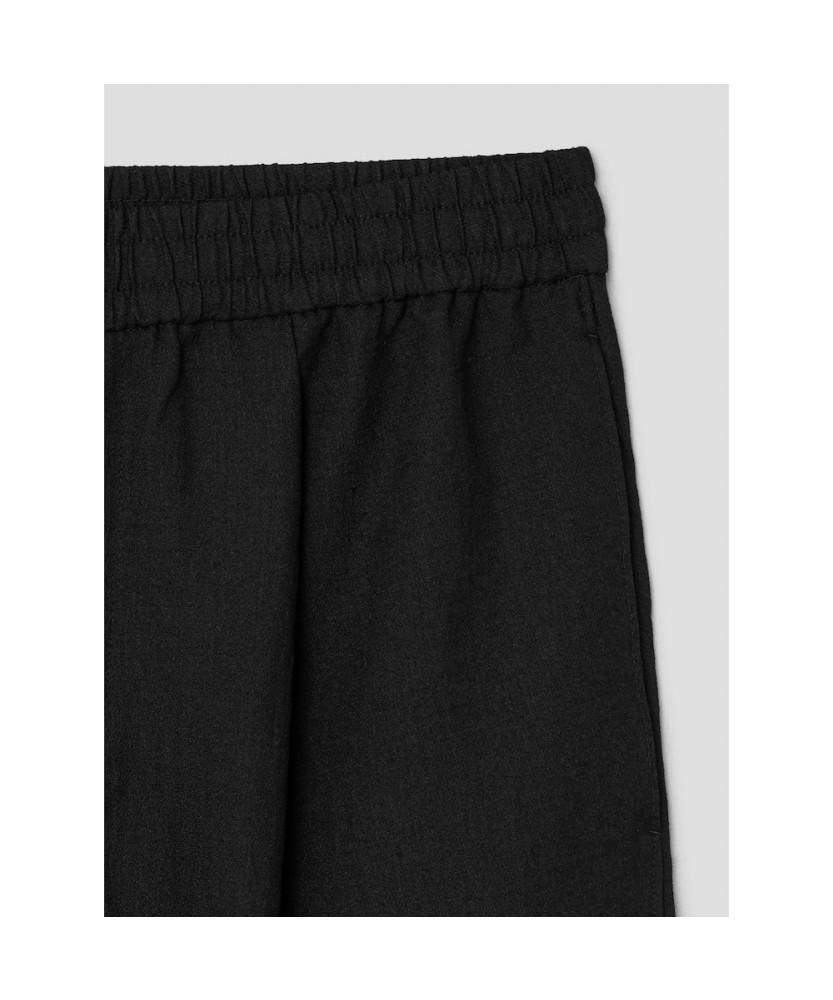 8seconds Lecture Semi-Wide Fit Elastic Waist Slacks Black