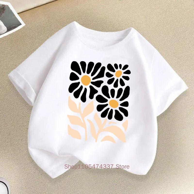Flower Graphic Teenager Tshirts For Girls Summer Children Casual Cute Colorful Comfortable Tops Kids Oneck Short Sleeve Tees