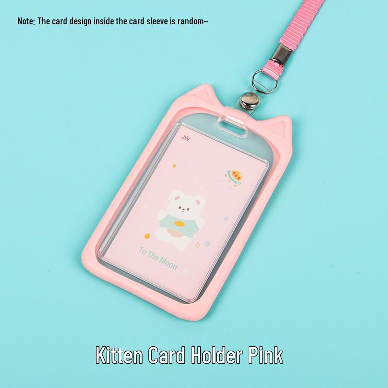 Creative Cartoon ID Card Holder with Lanyard - Cute, Transparent, and Waterproof for Students and Employees