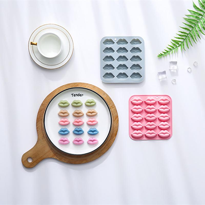 15 Gözlü Komik Ağız Şeklinde Silikon Çikolata Kalıbı Buz Küpü Tepsisi Fransız Muslu Kek Kalıpları Kendin Yap Kurabiye Kalıbı Tatlı Pişirme Aletleri