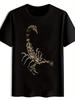 Black T-shirt with Vintage Scorpion Print - Casual Crew Neck Short Sleeve