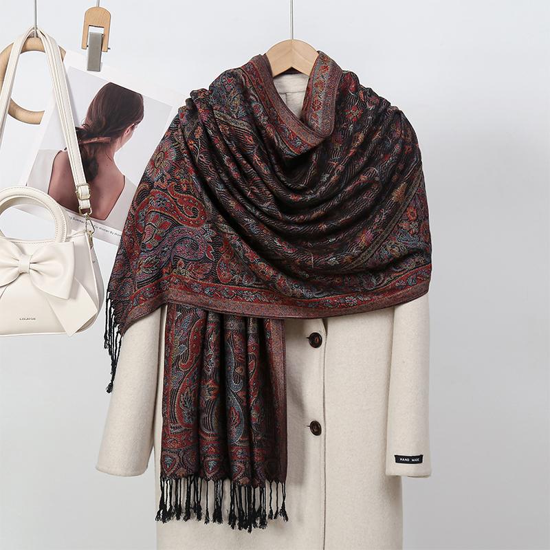 New Winter Women Cotton Jacquard Scarf Big Shawl Fashion Elegant Lady Long Printing Decorate Scarves Sun Protection Bandana