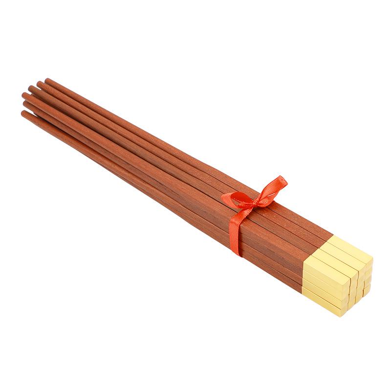 Red Sandalwood Engraved Chopsticks Gift Set (10 Pairs) - Chinese Style Business and Souvenir Box.