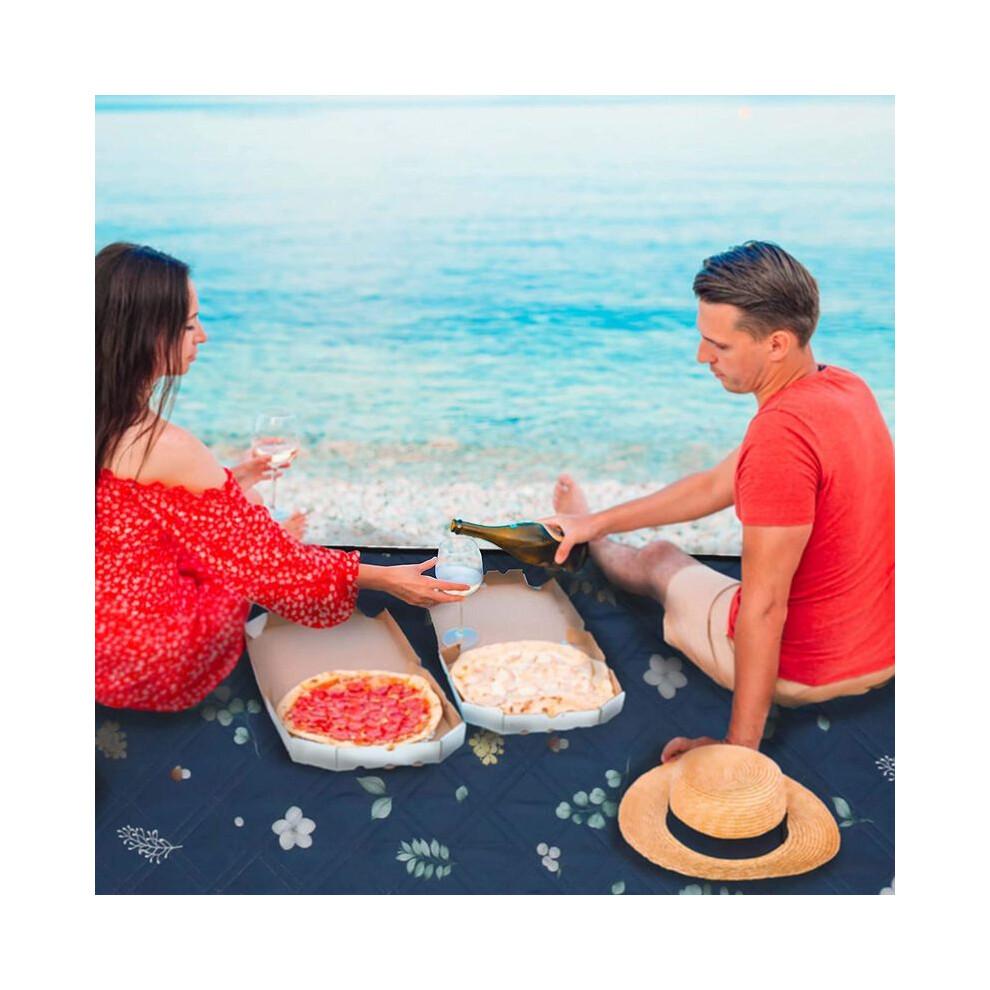 Beach Mat Waterproof with Floral Print, Sand Resistant and Machine Washable Outdoor Blanket