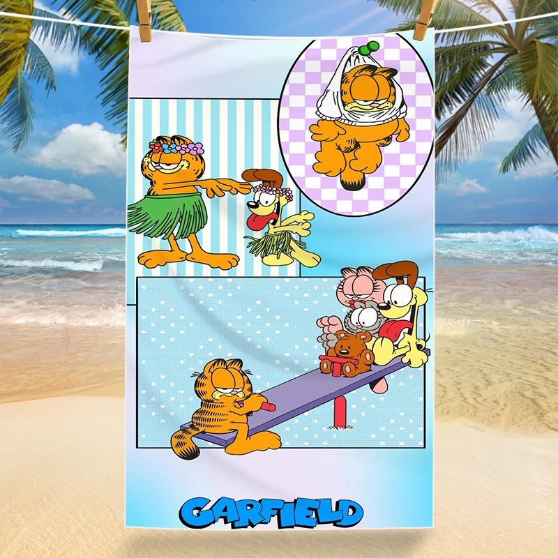 Lazy Days Start Here! 3D G-Garfield Beach Towel, Quick Dry Soft Microfiber Swimming Towel, Lightweight Gift for Teens Kids