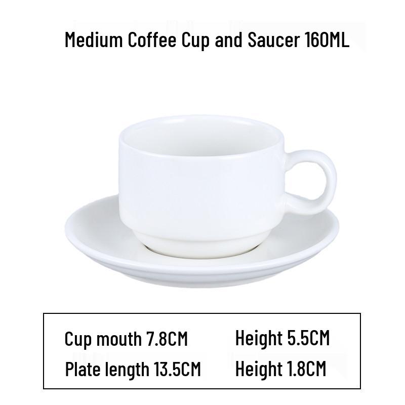 European Latte Art Cappuccino Cup & Saucer Set - White Ceramic Tea/Coffee Cup for Hotel Guest Room