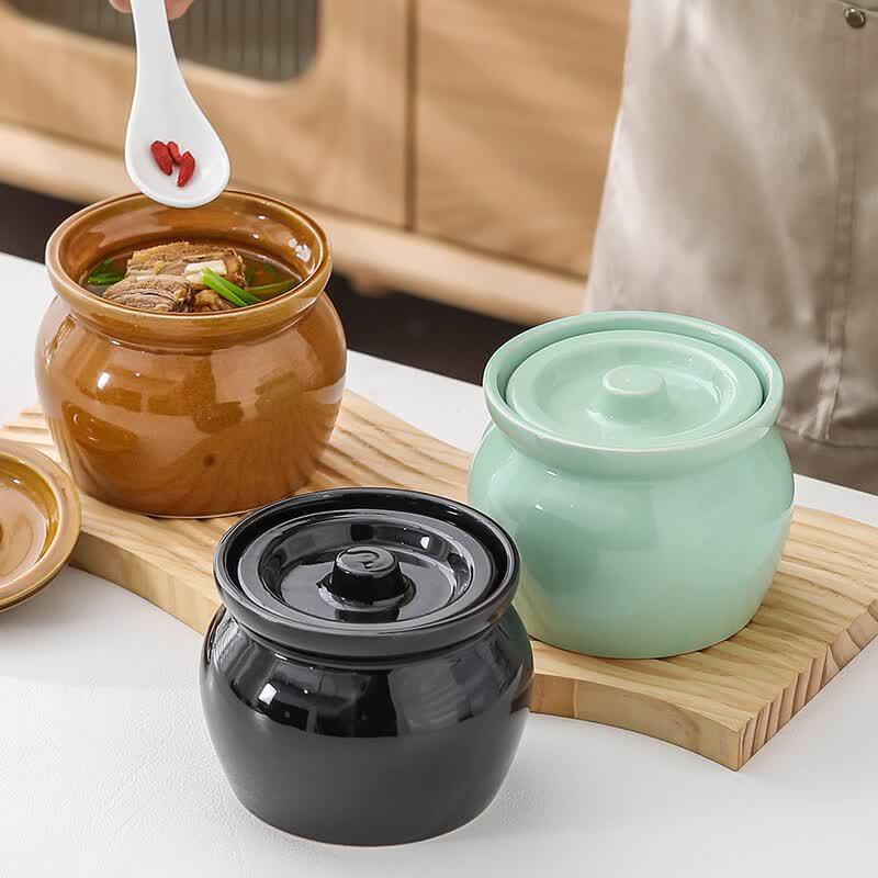 Ceramic Individual Stew Pots with Spoons (4-Pack)